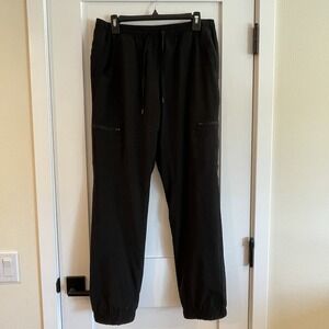 Eddie Bauer Womens Fleece Lined Pull On Cargo Pants 10 Black Comfort Athleisure